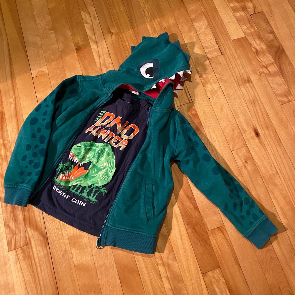Dinosaur hoodie and long sleeve bundle